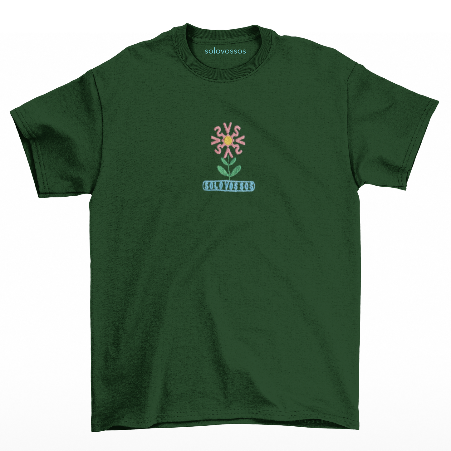 Daisy abstract Design embroidered T-shirt