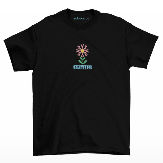 Daisy abstract Design embroidered T-shirt