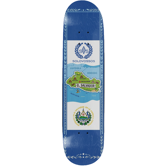 El Salvador flag and map skateboard deck