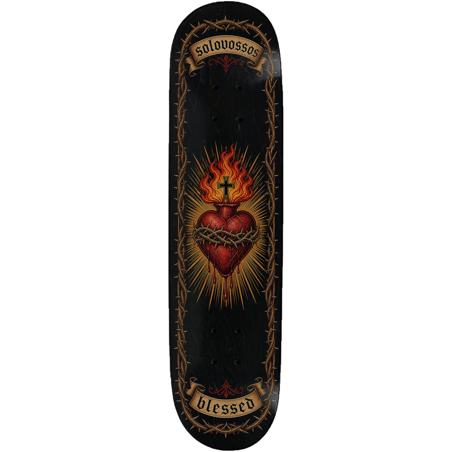 Sacred Heart and thorns Skateboard deck