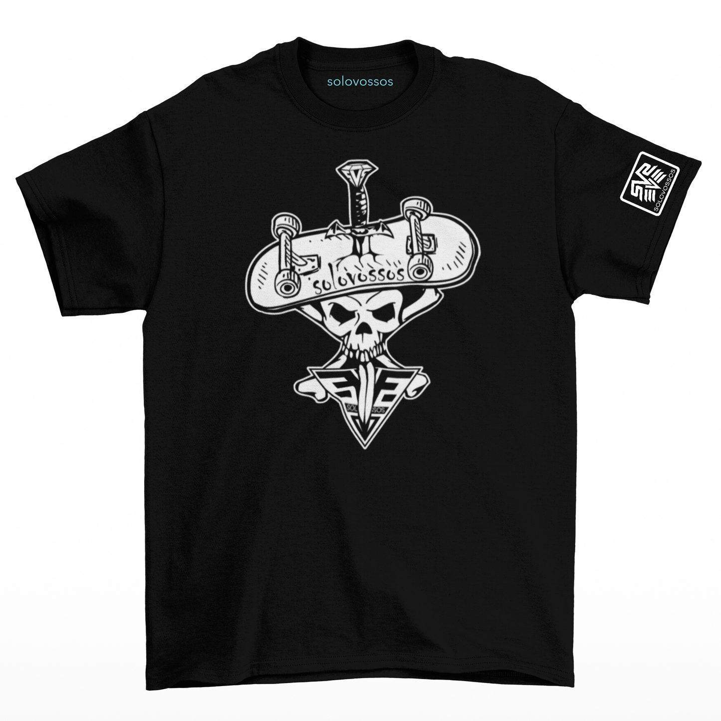 Patineta con forma de daga y calavera 